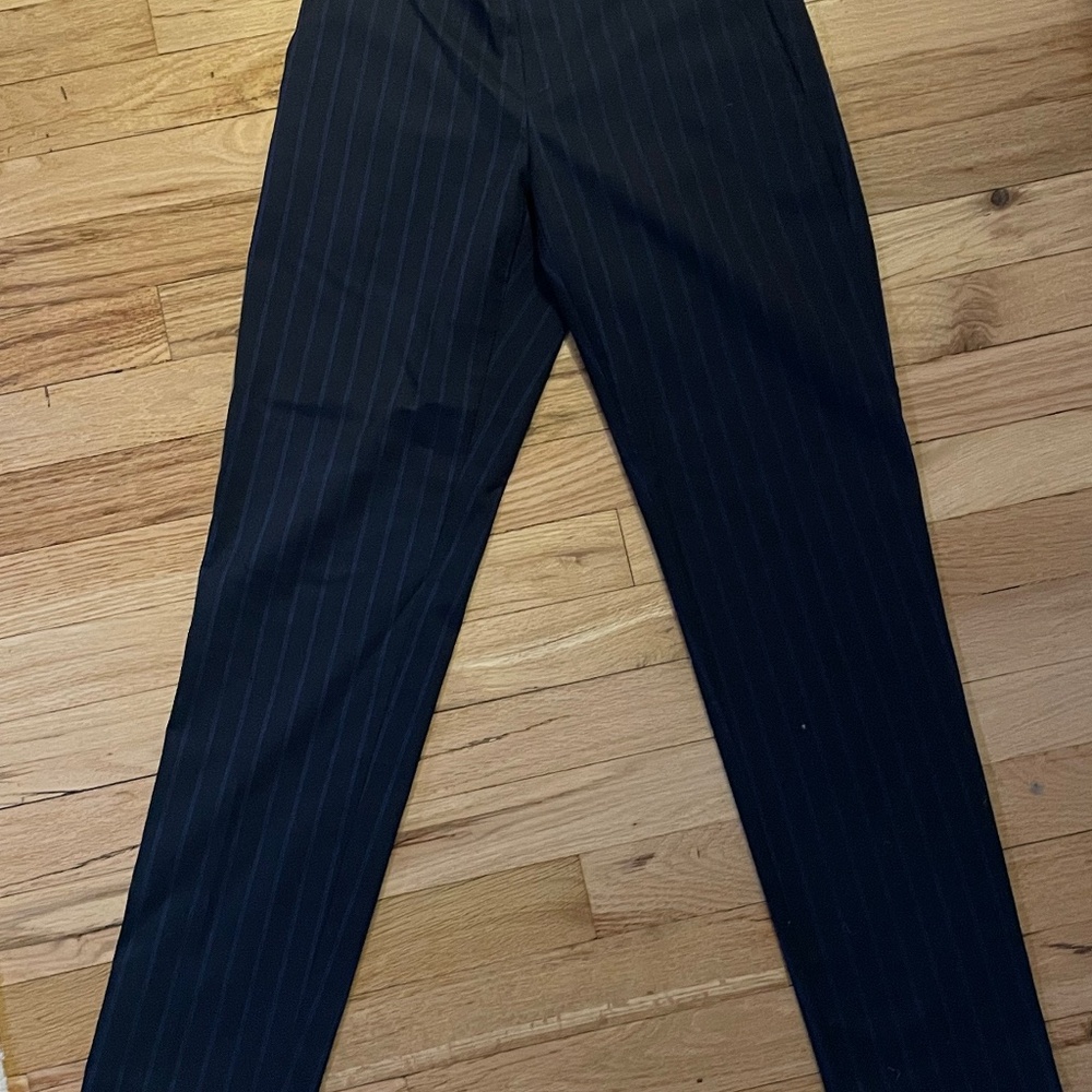 Uniqlo navy blue pinstripe business stretch pants